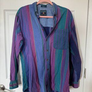 Vintage 90s Chaps Ralph Lauren Vertical Stripe Button Down Shirt Size M